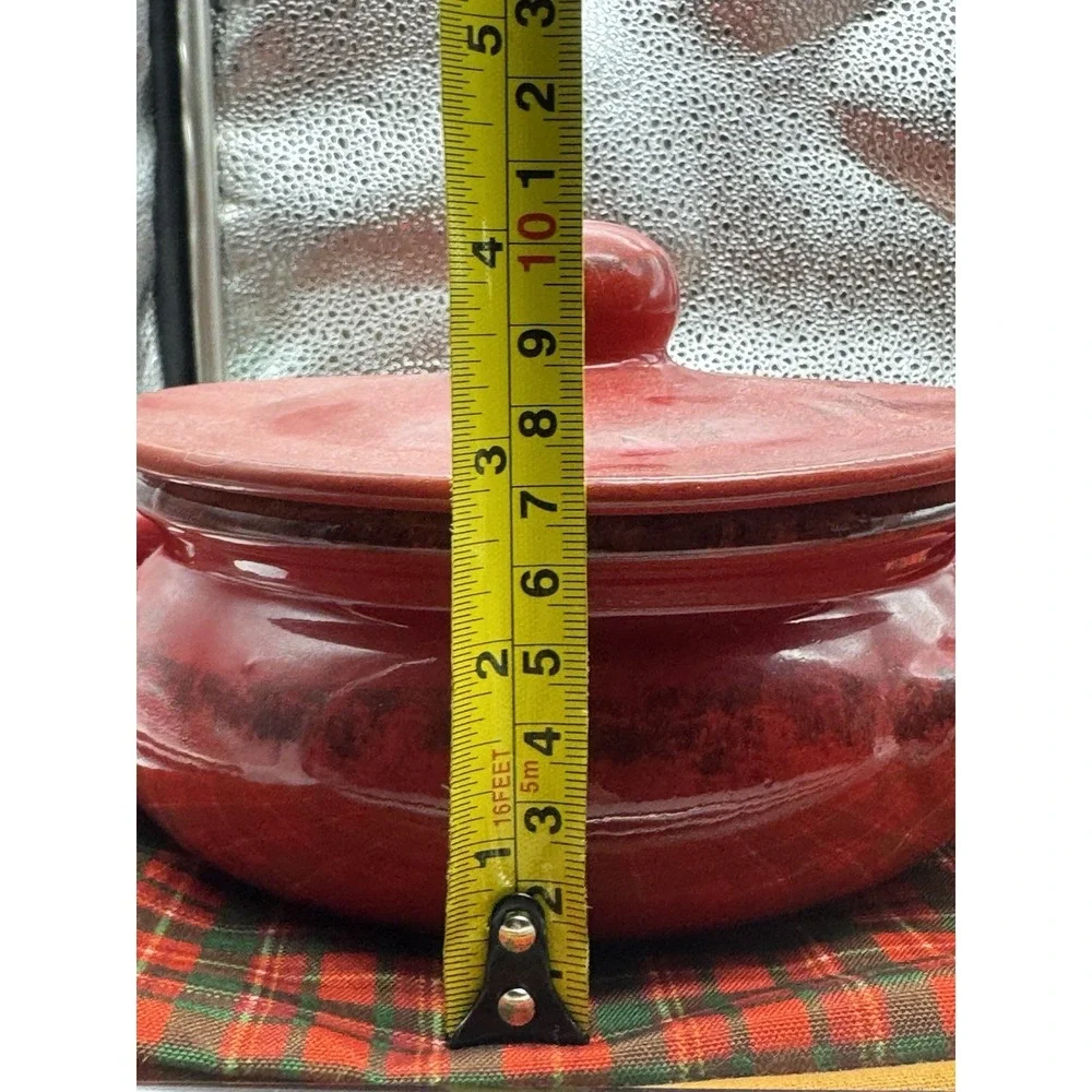 DE SILVA 6 RED‎ Casserole Baking Dish Lid Handles Ceramic Italian Terracotta VTG